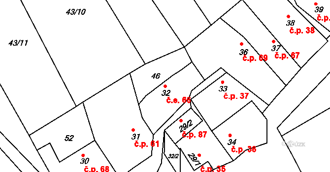 Chožov 66 na parcele st. 32 v KÚ Chožov, Katastrální mapa