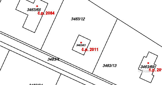 Kadaň 2011 na parcele st. 3463/63 v KÚ Kadaň, Katastrální mapa