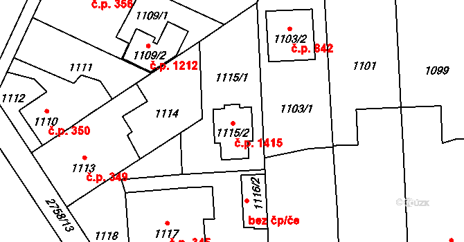 Kylešovice 1415, Opava na parcele st. 1115/2 v KÚ Kylešovice, Katastrální mapa