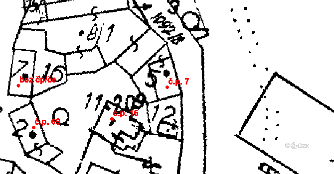 Žihobce 7 na parcele st. 5 v KÚ Žihobce, Katastrální mapa