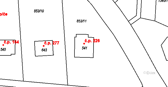 Pyšely 226 na parcele st. 541 v KÚ Pyšely, Katastrální mapa