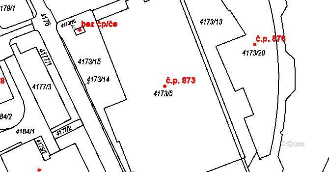 Liberec III-Jeřáb 873, Liberec na parcele st. 4173/5 v KÚ Liberec, Katastrální mapa