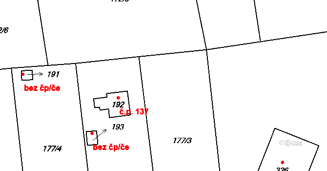 Staré Sedlo 87, Orlík nad Vltavou na parcele st. 177/3 v KÚ Orlík nad Vltavou, Katastrální mapa