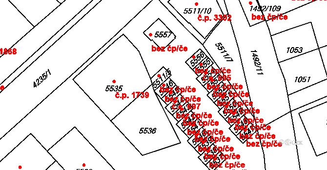 Kladno 38574501 na parcele st. 5546 v KÚ Kročehlavy, Katastrální mapa