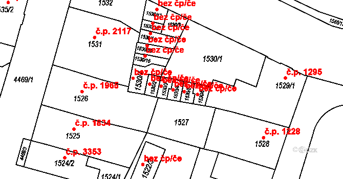 Teplice 39164501 na parcele st. 1530/4 v KÚ Teplice, Katastrální mapa