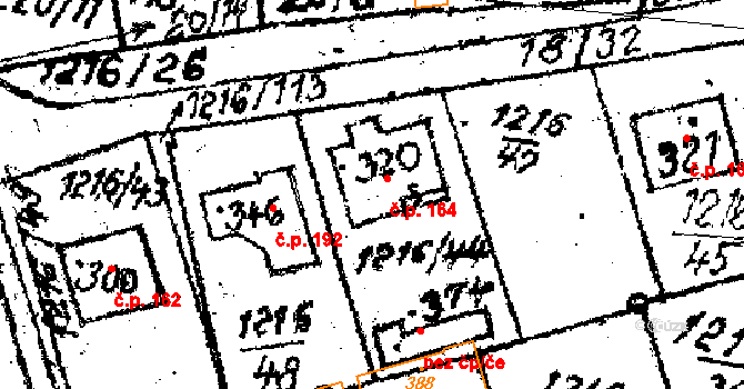 Doubravy 164 na parcele st. 320 v KÚ Doubravy, Katastrální mapa