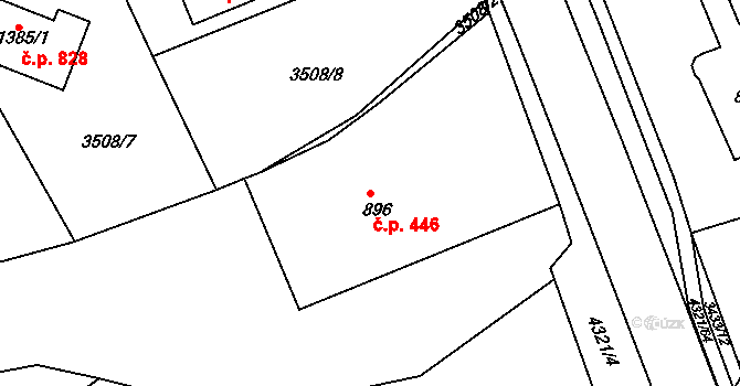 Valašské Klobouky 446 na parcele st. 896 v KÚ Valašské Klobouky, Katastrální mapa
