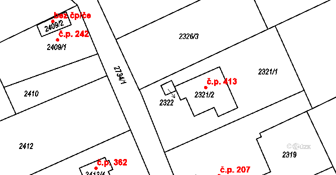Havířov 41547501 na parcele st. 2322 v KÚ Dolní Suchá, Katastrální mapa