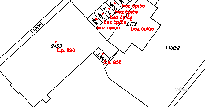 Náchod 855 na parcele st. 3856 v KÚ Náchod, Katastrální mapa