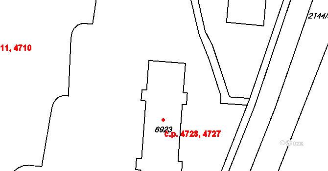 Zlín 4727,4728 na parcele st. 6923 v KÚ Zlín, Katastrální mapa