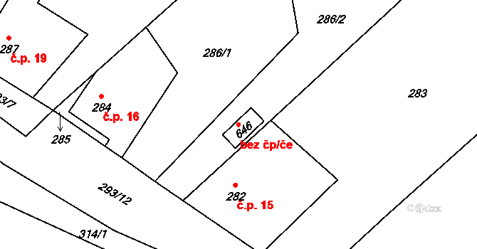 Bušovice 43144501 na parcele st. 646 v KÚ Sedlecko, Katastrální mapa