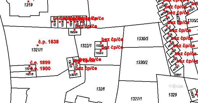 Teplice 45137501 na parcele st. 1322/2 v KÚ Teplice, Katastrální mapa