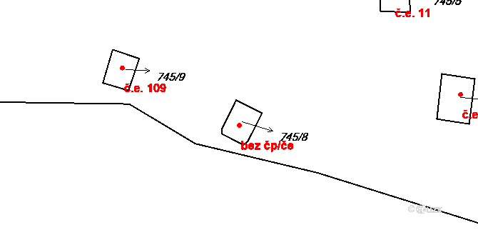 Luhov 108, Líšťany na parcele st. 745/8 v KÚ Luhov u Líšťan, Katastrální mapa