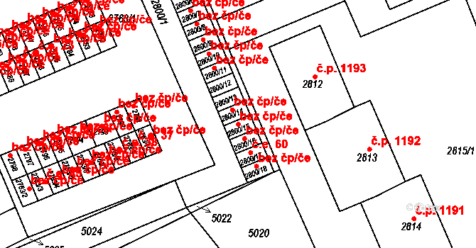 Slavkov u Brna 45890501 na parcele st. 2800/15 v KÚ Slavkov u Brna, Katastrální mapa