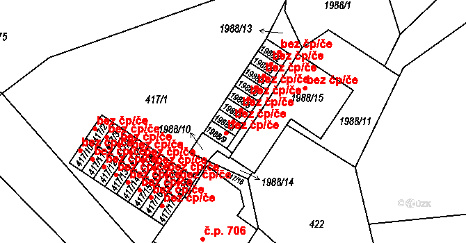 Volyně 47180501 na parcele st. 1988/8 v KÚ Volyně, Katastrální mapa