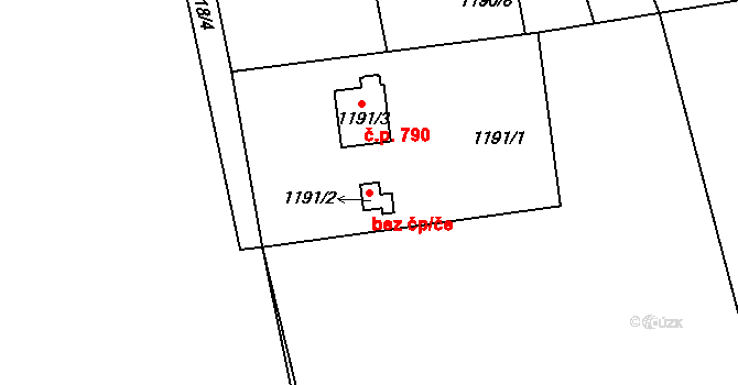 Liberec 47287501 na parcele st. 1191/2 v KÚ Vesec u Liberce, Katastrální mapa