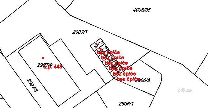 Litoměřice 47915501 na parcele st. 2907/4 v KÚ Litoměřice, Katastrální mapa