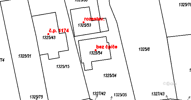 Vejprnice 48045501 na parcele st. 1325/54 v KÚ Vejprnice, Katastrální mapa