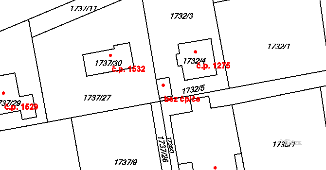 Havířov 48288501 na parcele st. 1732/5 v KÚ Prostřední Suchá, Katastrální mapa