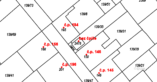 Kralupy nad Vltavou 48673501 na parcele st. 2478 v KÚ Lobeček, Katastrální mapa