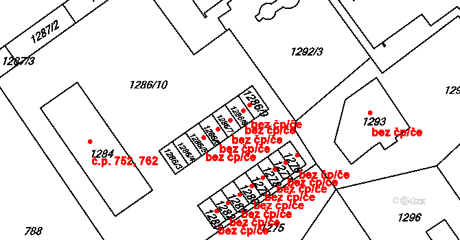 Roztoky 49550501 na parcele st. 1286/7 v KÚ Roztoky u Prahy, Katastrální mapa