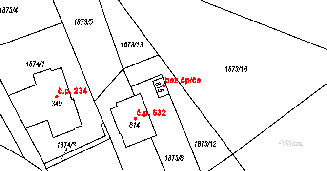 Kozlovice 50182501 na parcele st. 815 v KÚ Kozlovice, Katastrální mapa