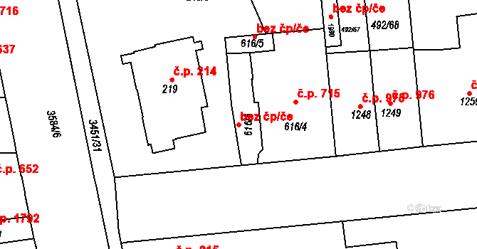 Lysá nad Labem 52708501 na parcele st. 616/6 v KÚ Lysá nad Labem, Katastrální mapa