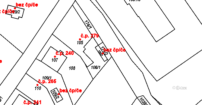 Teplice 54296501 na parcele st. 106/2 v KÚ Sobědruhy, Katastrální mapa