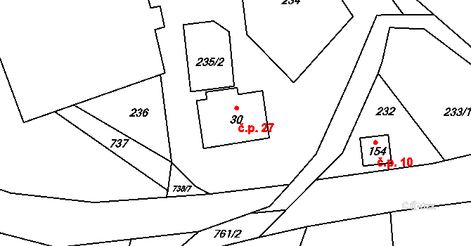 Herbortice 27, Cotkytle na parcele st. 30 v KÚ Herbortice, Katastrální mapa