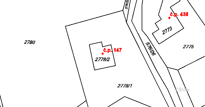 Horní Suchá 147 na parcele st. 2778/2 v KÚ Horní Suchá, Katastrální mapa
