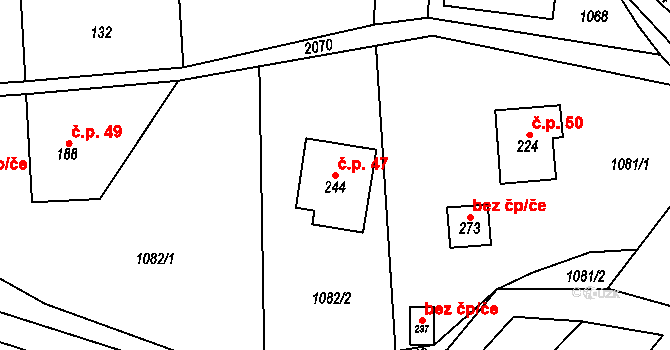 Kobylá nad Vidnavkou 47 na parcele st. 244 v KÚ Kobylá nad Vidnavkou, Katastrální mapa