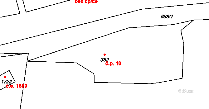 Pikovice 10, Hradištko na parcele st. 352 v KÚ Hradištko pod Medníkem, Katastrální mapa