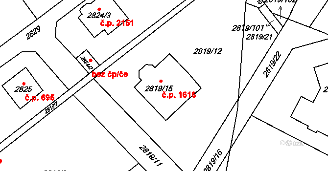 Černošice 1616 na parcele st. 2819/15 v KÚ Černošice, Katastrální mapa