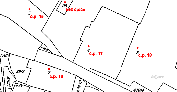 Bořice 17, Zahořany na parcele st. 4 v KÚ Bořice u Domažlic, Katastrální mapa