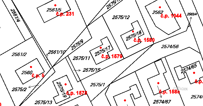 Kopřivnice 1579 na parcele st. 2575/17 v KÚ Kopřivnice, Katastrální mapa