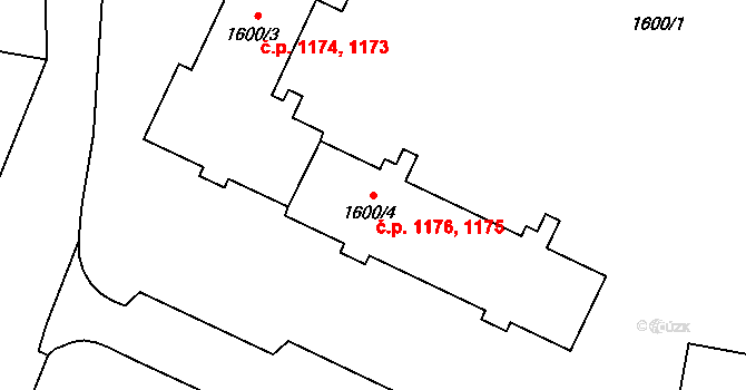 Mohelnice 1175,1176 na parcele st. 1600/4 v KÚ Mohelnice, Katastrální mapa