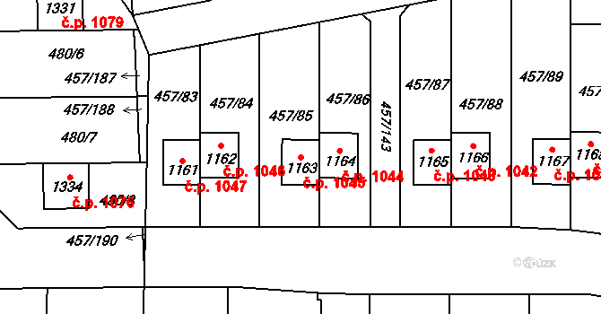 Nehvizdy 1045 na parcele st. 1163 v KÚ Nehvizdy, Katastrální mapa