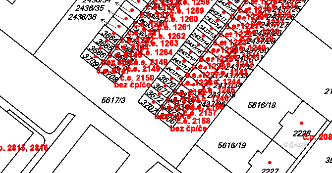 Žatec 2153 na parcele st. 3671 v KÚ Žatec, Katastrální mapa