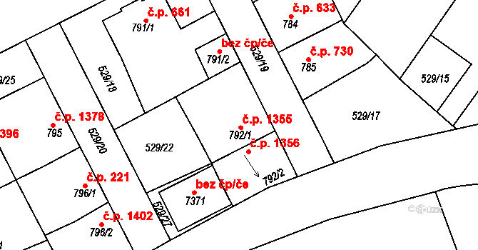 Havlíčkův Brod 1355 na parcele st. 792/1 v KÚ Havlíčkův Brod, Katastrální mapa