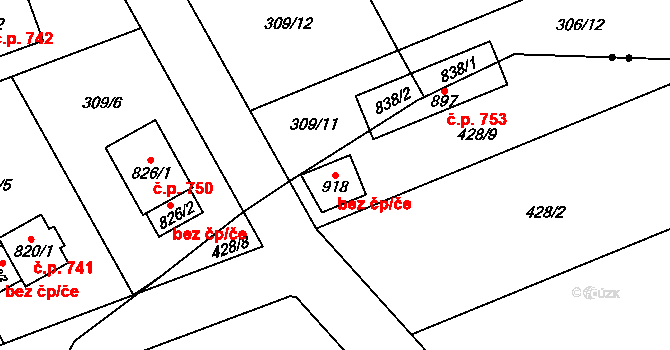 Hutisko-Solanec 95584501 na parcele st. 918 v KÚ Solanec pod Soláněm, Katastrální mapa