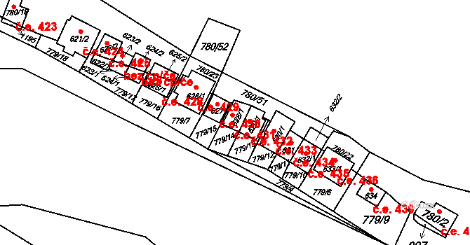 Šťáhlavy 431 na parcele st. 628/1 v KÚ Šťáhlavy, Katastrální mapa