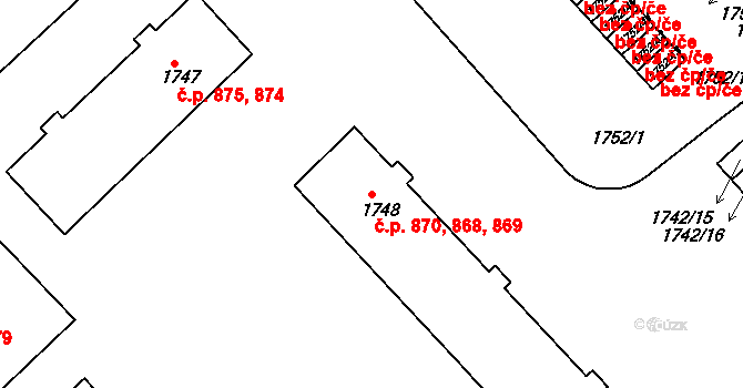 Týniště nad Orlicí 868,869,870 na parcele st. 1748 v KÚ Týniště nad Orlicí, Katastrální mapa