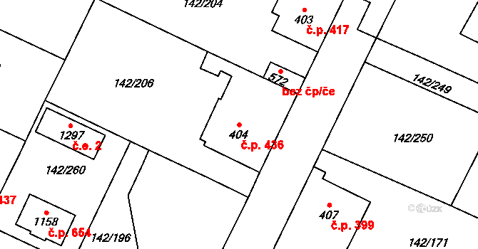 Chotěšov 436 na parcele st. 404 v KÚ Chotěšov, Katastrální mapa