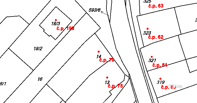 Čehovice 79 na parcele st. 14 v KÚ Čehovice, Katastrální mapa