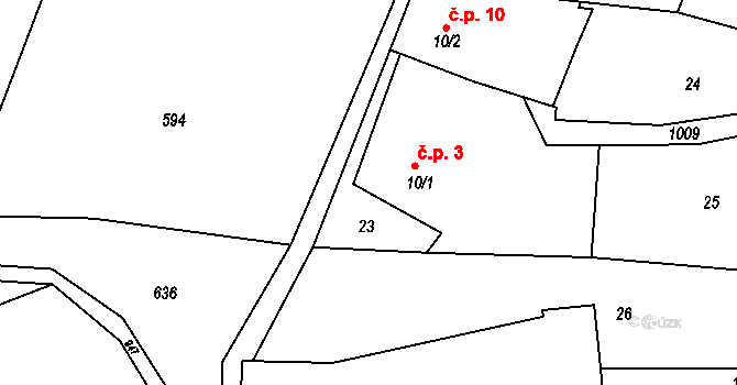 Ponikev 3, Ludmírov na parcele st. 10/1 v KÚ Ponikev, Katastrální mapa