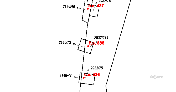 Lančov 585 na parcele st. 2932/214 v KÚ Lančov, Katastrální mapa