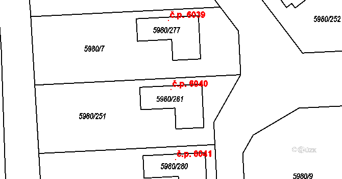 Chomutov 6040 na parcele st. 5980/281 v KÚ Chomutov I, Katastrální mapa
