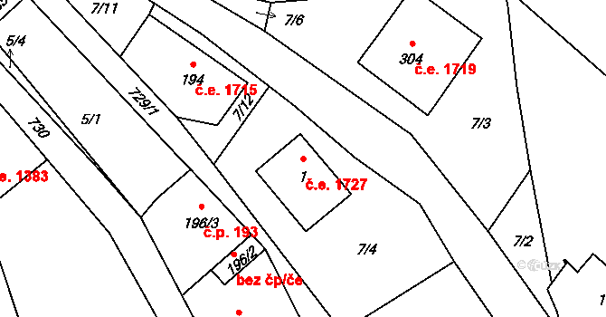 Bedřichov 386 na parcele st. 1 v KÚ Bedřichov u Jablonce nad Nisou, Katastrální mapa