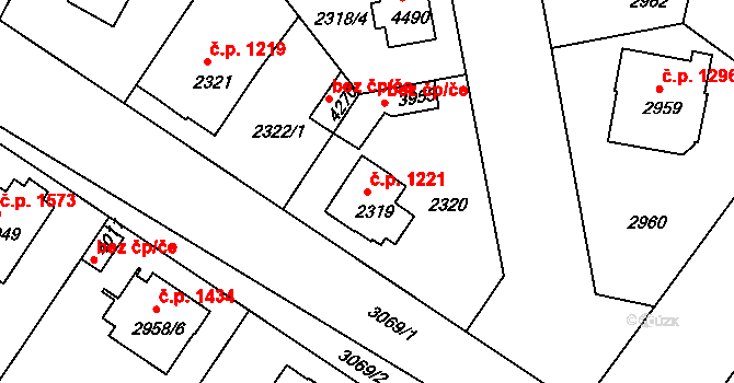Čelákovice 1221 na parcele st. 2319 v KÚ Čelákovice, Katastrální mapa