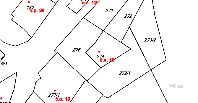 Heřmanice 19, Žandov na parcele st. 274 v KÚ Heřmanice u Žandova, Katastrální mapa
